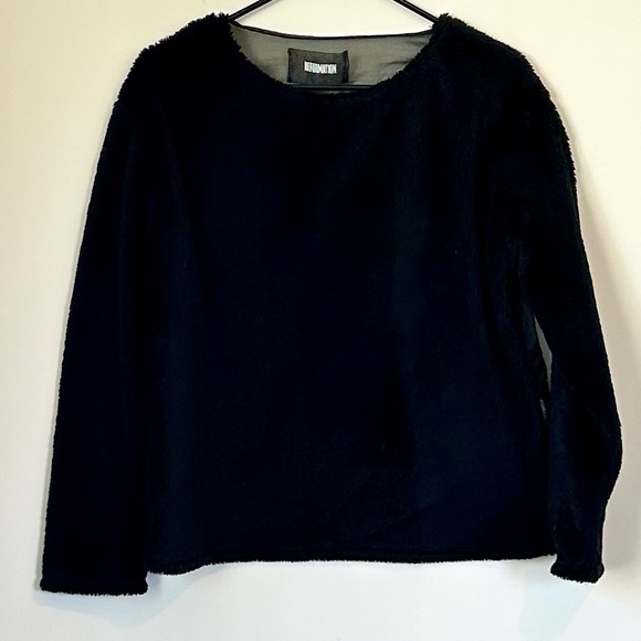Reformation Black Fuzzy Women's Sweater with See Through Back - Picture 1 of 7